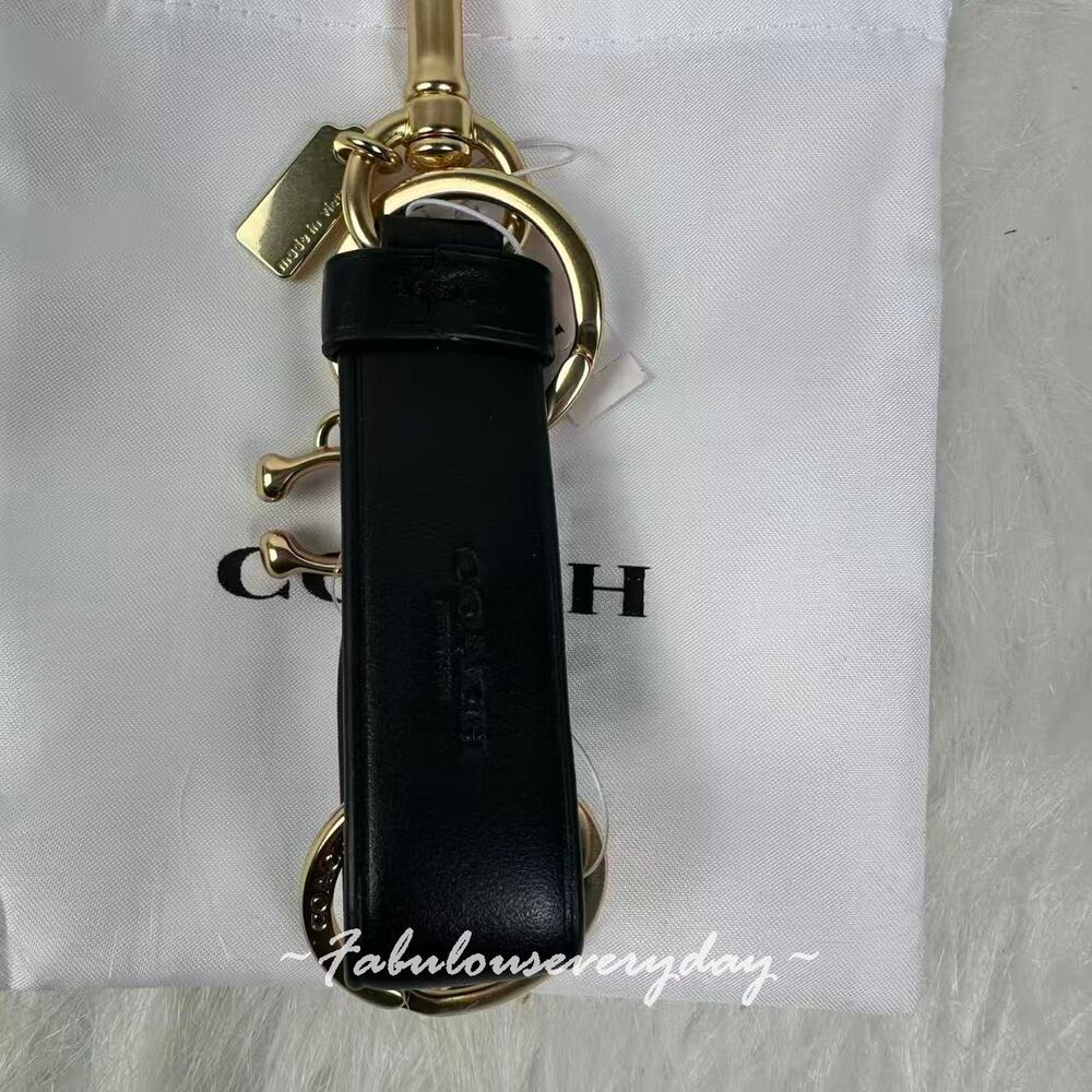 Coach Trigger Snap Bag Charm In Leather/Gold/Black CR727 NWT - Picture 3 of 7